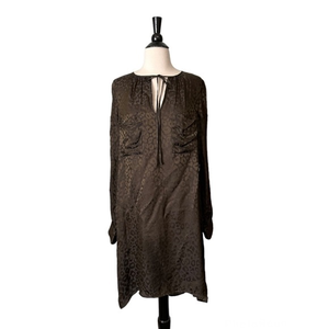 BCBGMAXAZRIA Silk Leopard Print‎ Long Sleeve “Darel” Dress Medium